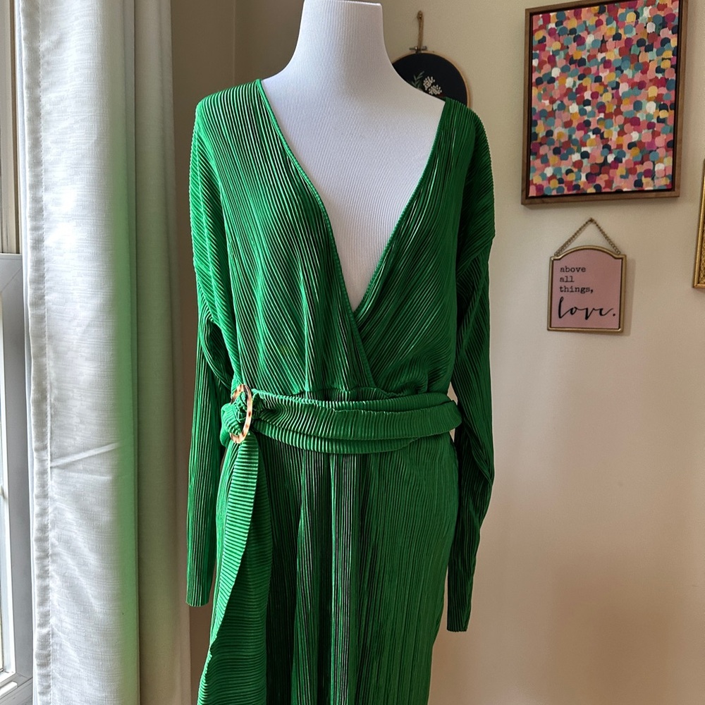 ASOS Emerald Green Wrap Dress size 16 - Picture 2 of 6